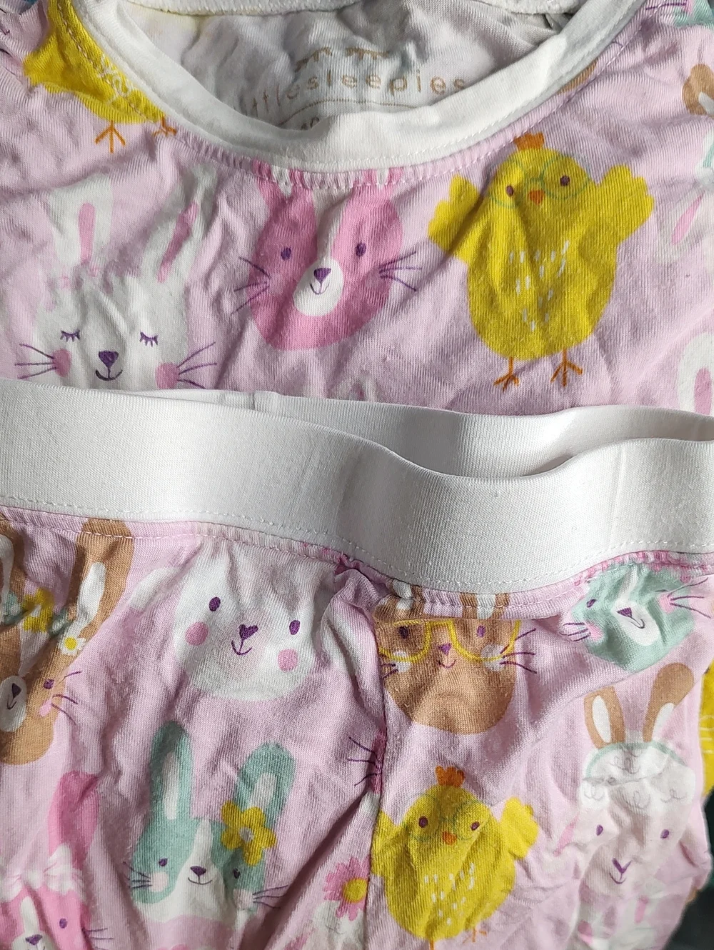 Little Sleepies Pink Easter Bunny Chick Bamboo Pajama Set Size 12-18 Months